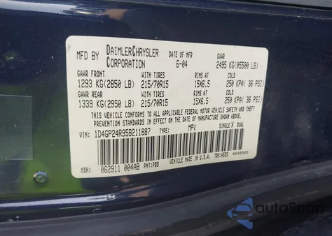 2005 Dodge Grand Caravan Se from USA, damaged, VIN 1D4GP24R95B211887